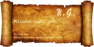 Micska Győző névjegykártya